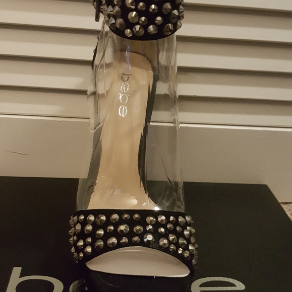 Black Suede embellished Bebe heels - Picture 5 of 5